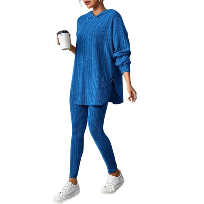 Women's Ribbed Oversized Hoodie Lounge Pants Set Fall