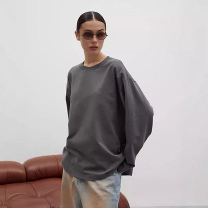 Heavyweight Cotton Long Sleeve Crewneck Oversized T Shirt