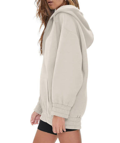 Women's Oversized Fleece Zip Up Hoodie Jacket Casual