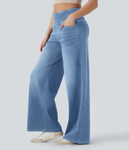 Women's High Waisted Stretchy Wide Leg Jeans Pull On