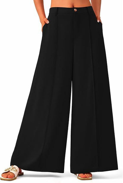 Women's High-Waisted Wide-Leg Palazzo Pants – Elegant Business Trousers