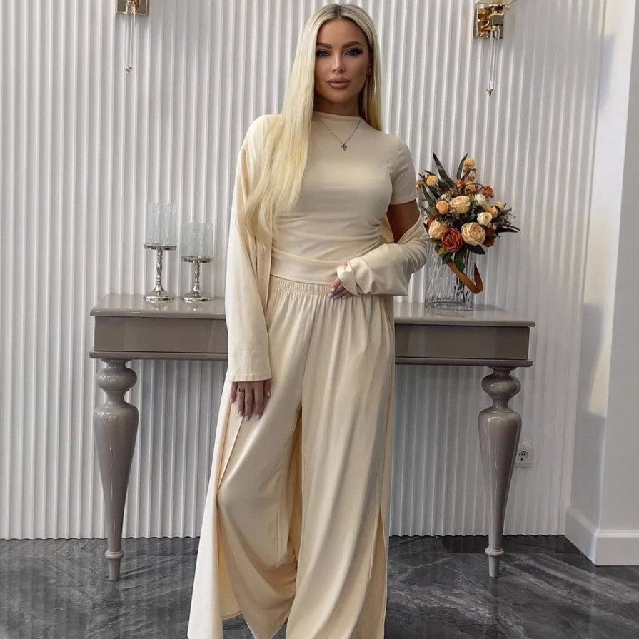 Women's Elegant Long Sleeve Wide Leg Pants Matching Set