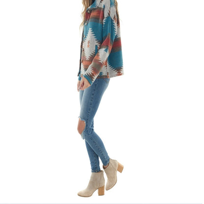 Women's Aztec Geometric Oversized Shacket Jacket