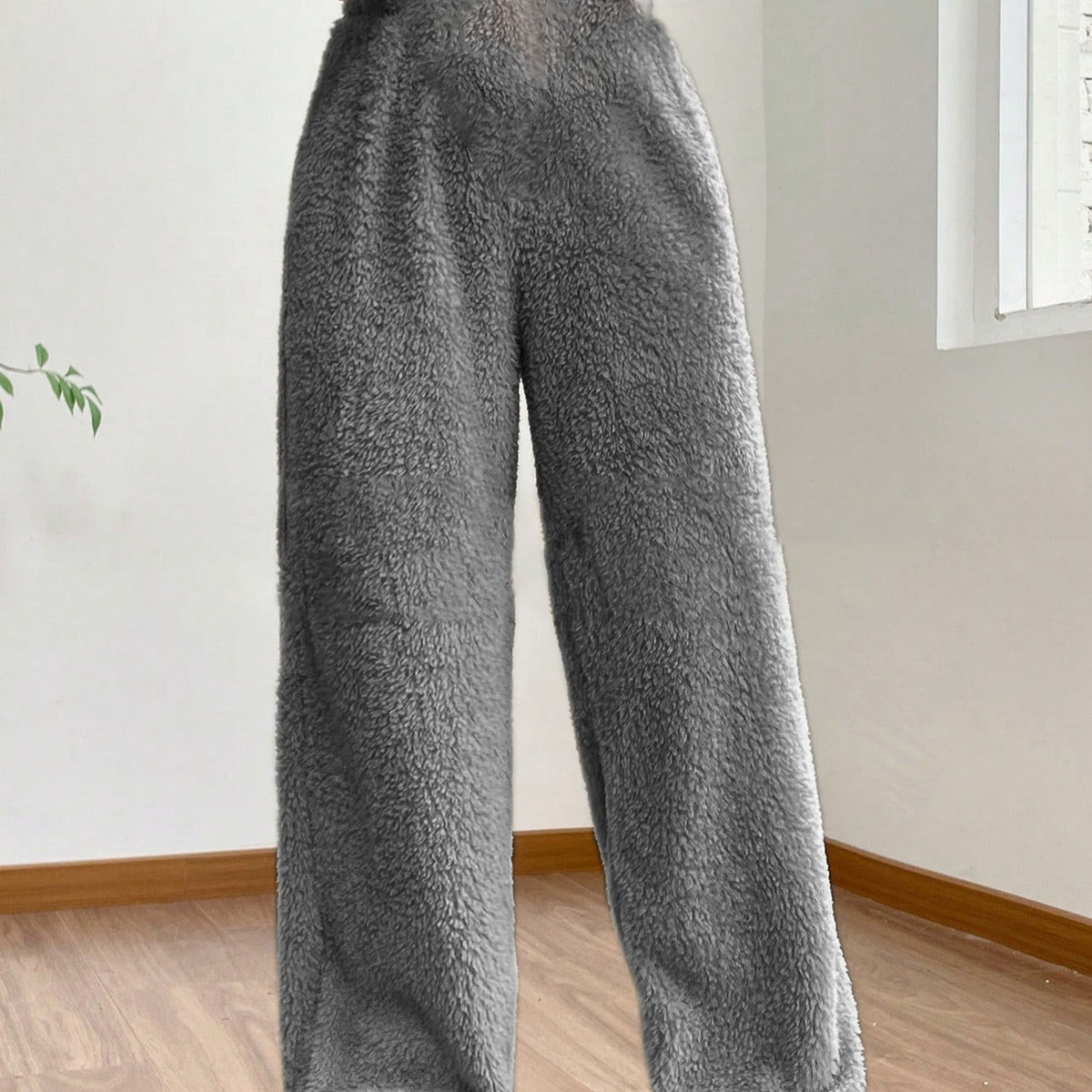 Women's Sherpa Fleece Wide Leg Pants Warm Cozy Casual