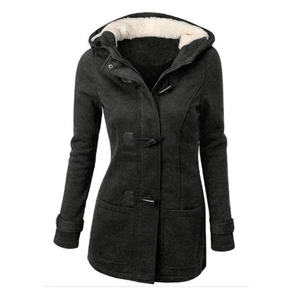 Women's Plus Size Hooded Toggle Coat Fleece Lined Jacket