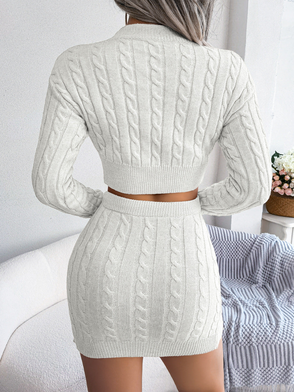 Cable Knit Sweater Set | Crop Top and Bodycon Skirt