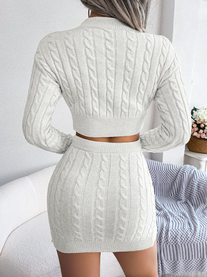 Cable Knit Sweater Set | Crop Top and Bodycon Skirt
