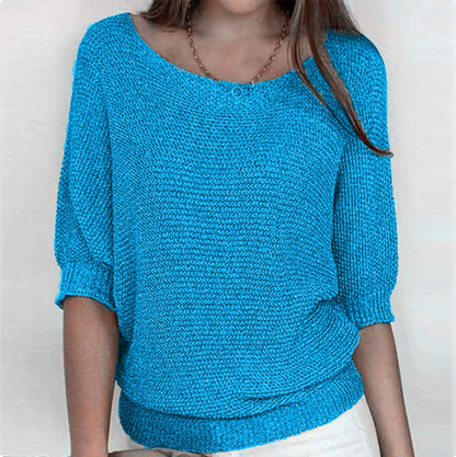 Lightweight Knit Sweater Dolman Sleeve Pullover Top