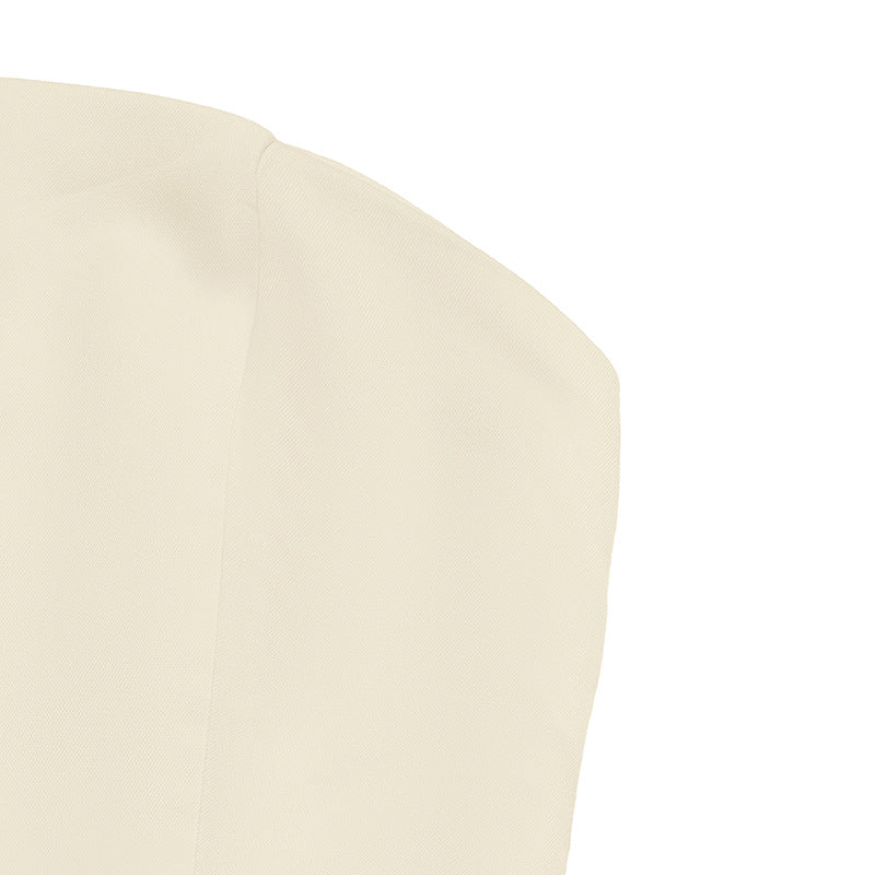 Strapless Button Detail Top and Wide Leg Pants Set