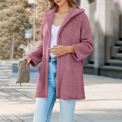 Oversized Sherpa Hooded Cardigan Open Front Coat