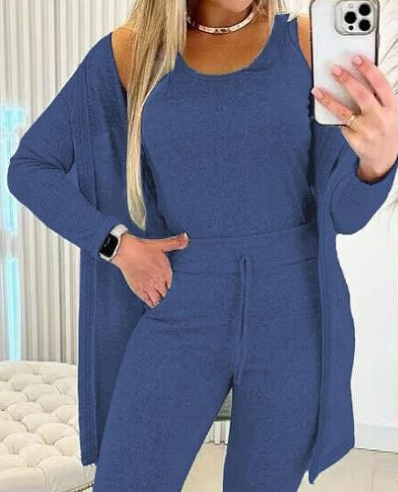 Women's 3 Piece Lounge Set Cardigan Pants