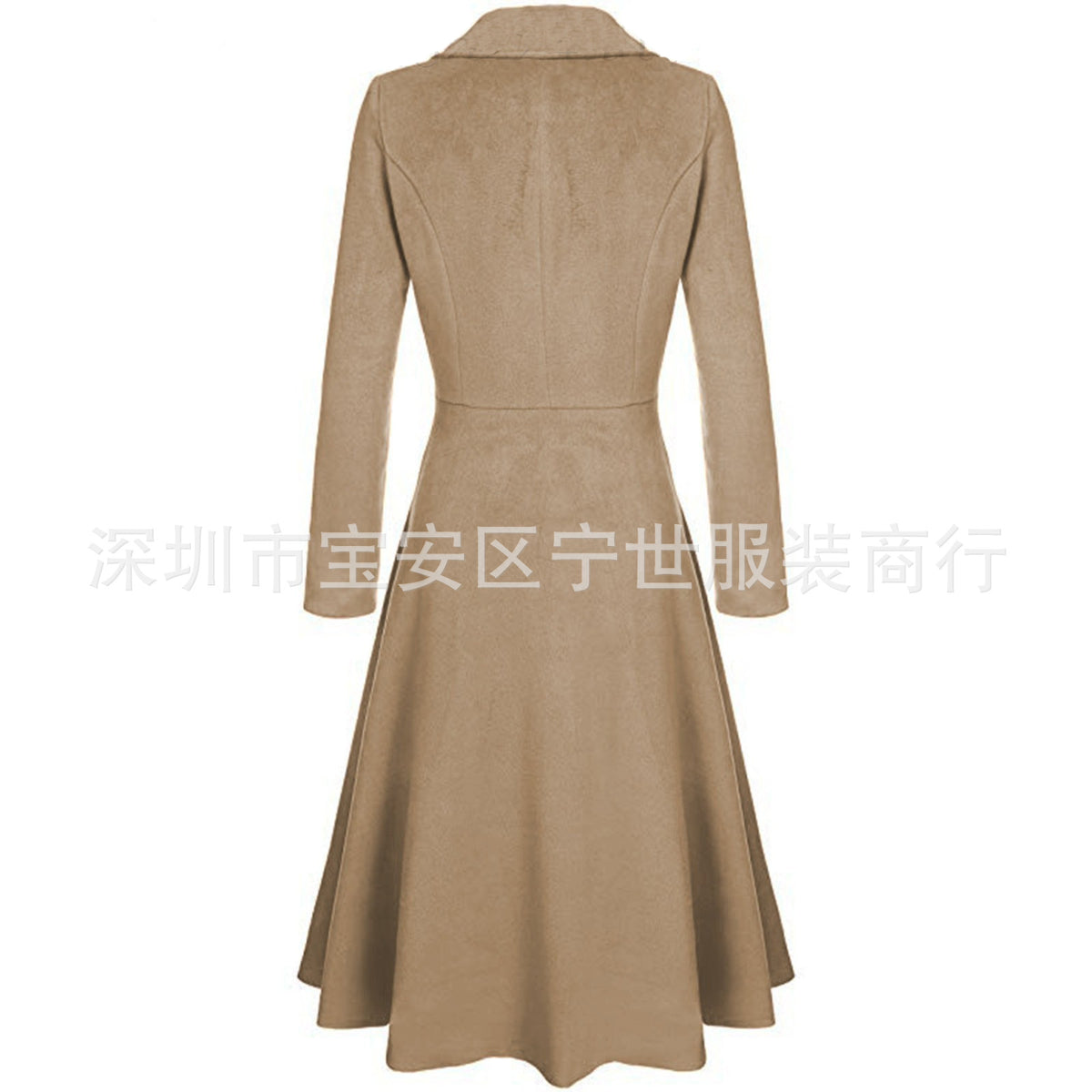 Women Winter A-Line Wool Coat Lapel Midi Jacket Pockets