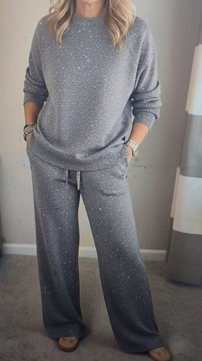 Women's Sparkle Lounge Set 2 Piece Sweatshirt Pants