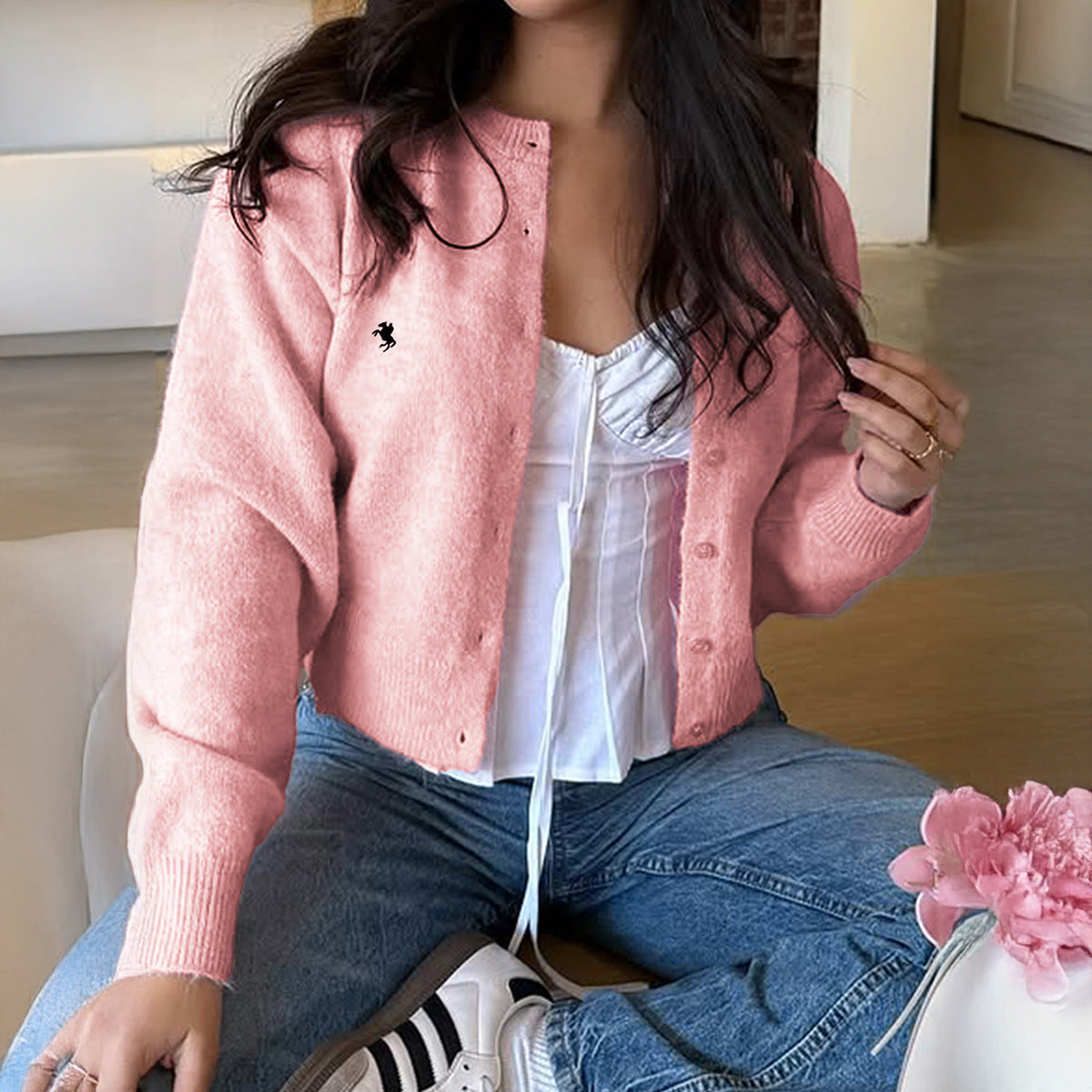 Casual Button Front Long Sleeve Knit Cardigan Sweater