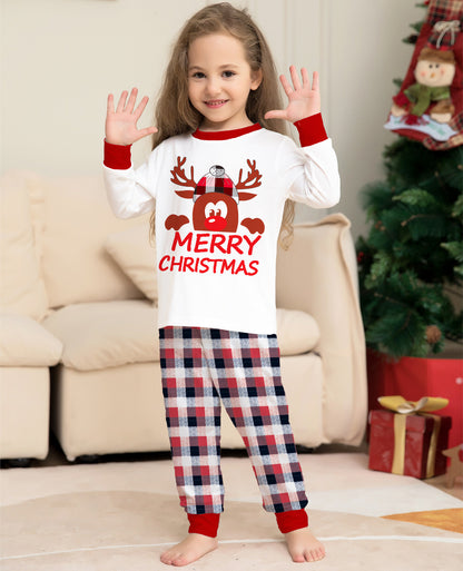 Plaid Fawn Parent-child Print Christmas Pajama Set