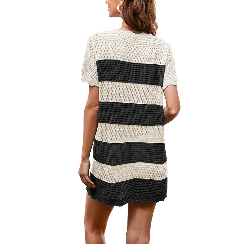 Crochet Knit Cover Up Dress Hollow Out Beach Mini Dress