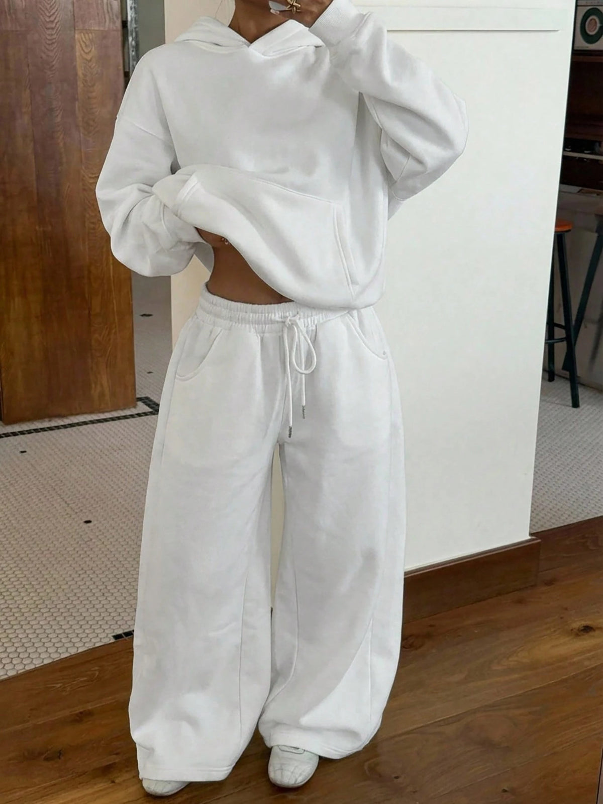 Women's Oversized Fleece Hoodie & Wide Leg Sweatpants Set