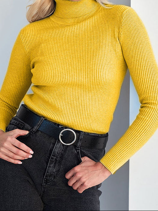 Women's Ribbed Turtleneck Sweater Lightweight Knit Top
