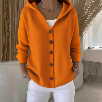 Women's Hooded Button Down Knit Cardigan Sweater