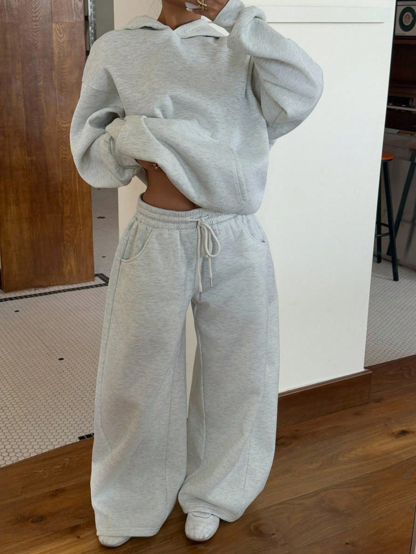 Women's Oversized Fleece Hoodie & Wide Leg Sweatpants Set