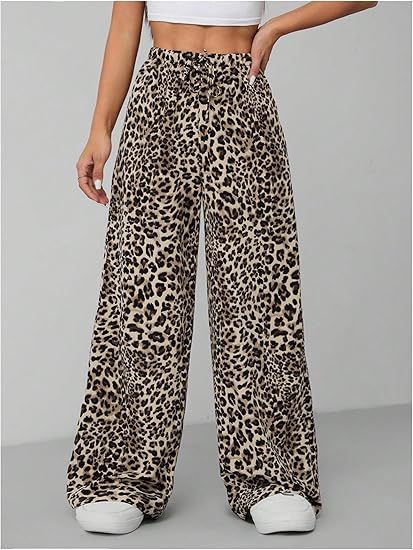 Low-Waist Leopard Print Wide-Leg Pants – Edgy Streetwear for Women