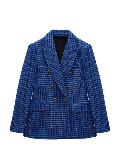 Women's Tweed Double Breasted Blazer Jacket