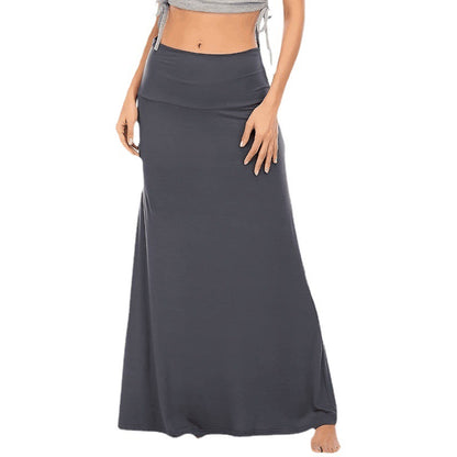 Women's Cotton High Waist Maxi Skirt Solid Casual