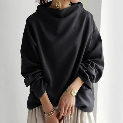 Women's Oversized Mock Neck Sweatshirt Casual Pullover
