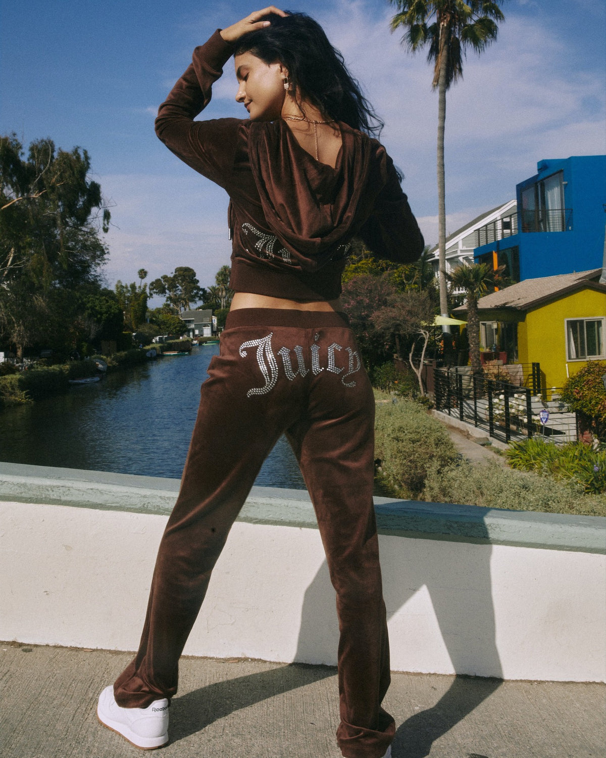 Y2K Rhinestone Velour Tracksuit 2 Piece Matching Set