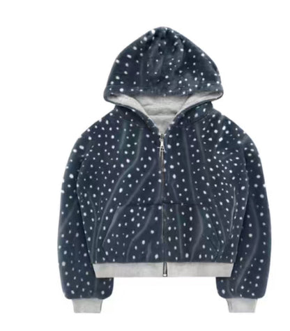 Oversized Ombre Zip Up Hoodie Heavyweight Jacket