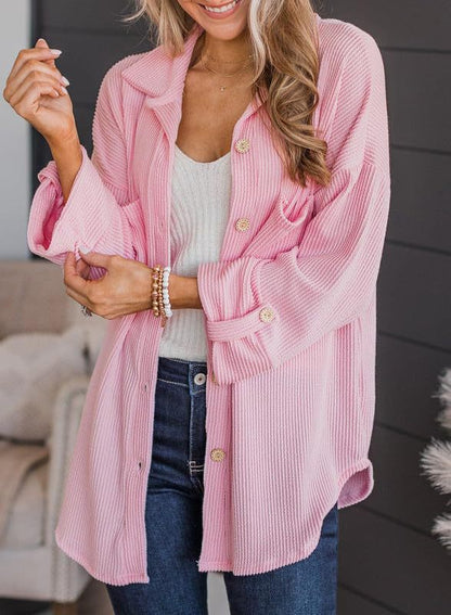 Women's Oversized Waffle Knit Button Down Shacket