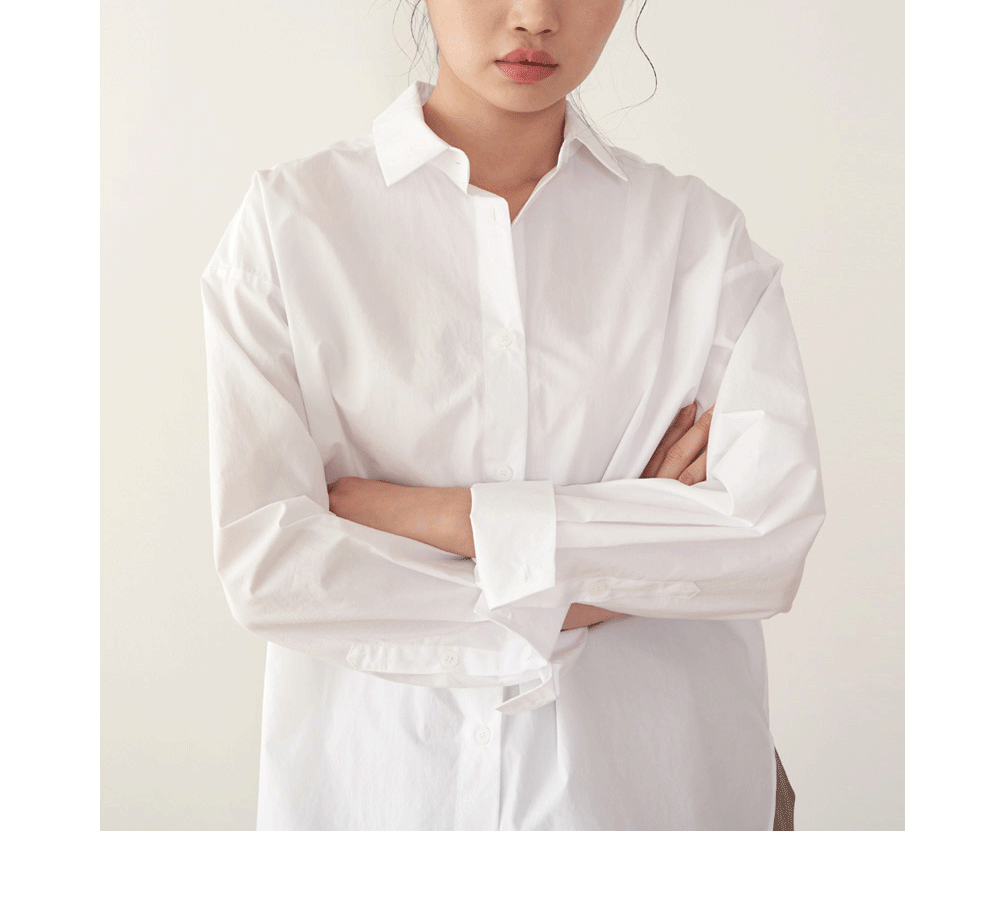 Women’s Cotton Mid-Length Button-Up Shirt Loose Casual Top