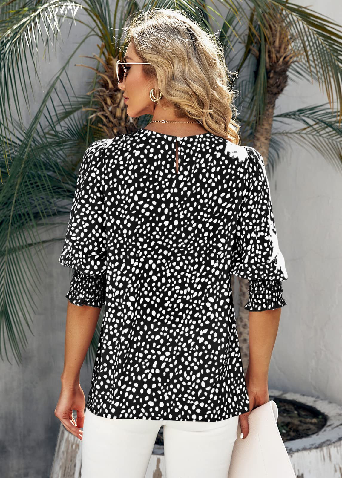 Loose Fit Printed Chiffon Short Sleeve Round Neck Shirt