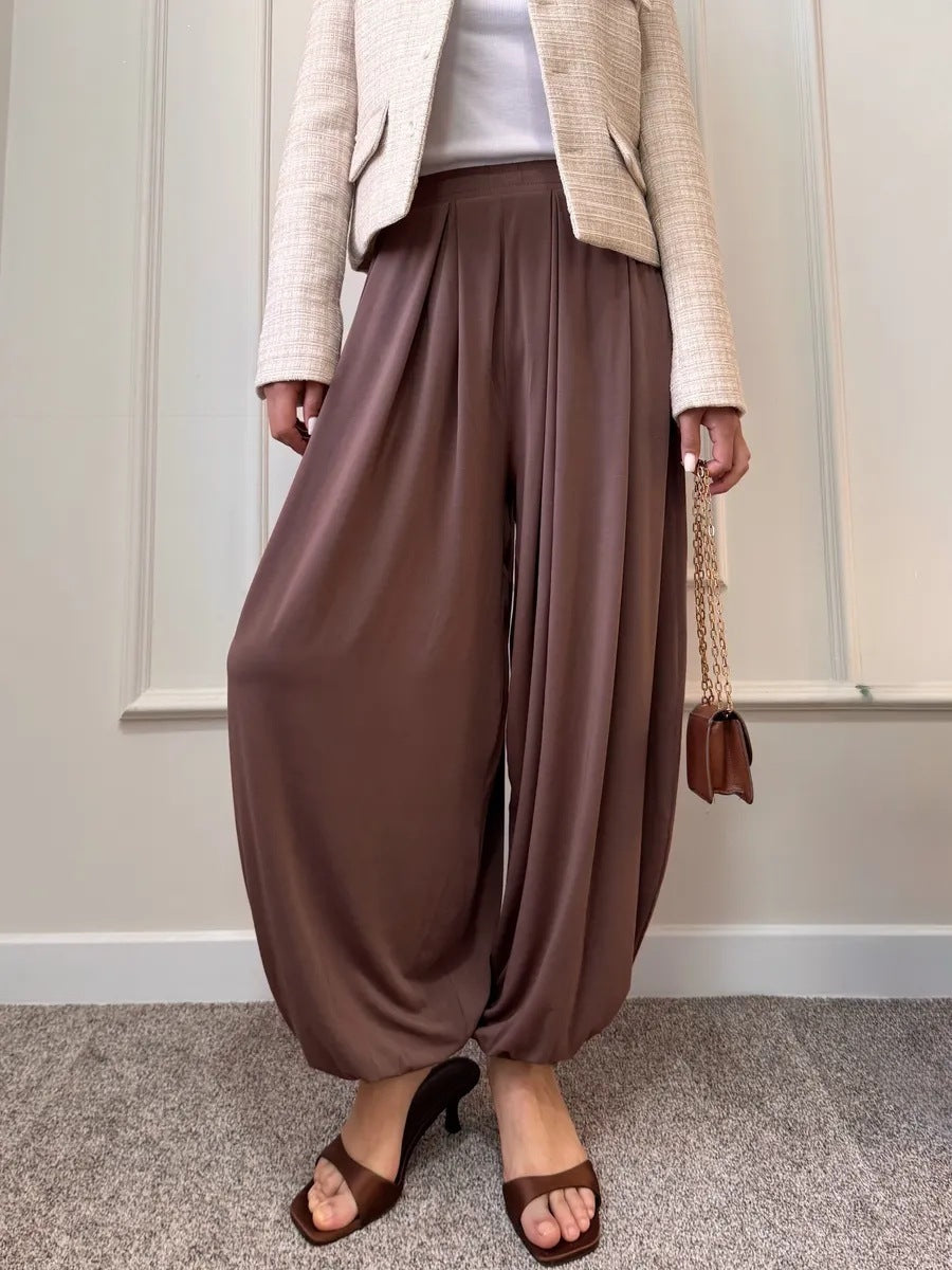 Women's Casual Smocked Waist Wide Leg Pants with Pockets