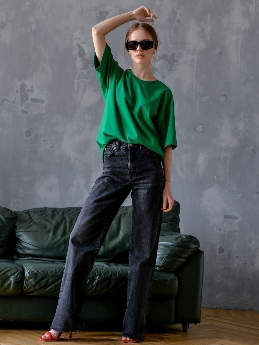 Solid Cotton T Shirt Loose Fit Crewneck Casual Top