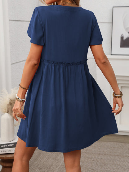 Bohemian V-Neck Ruffle Dress