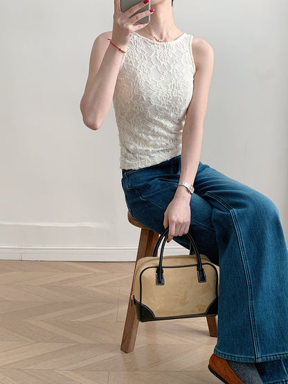 Floral Lace Sleeveless Bodysuit Sexy Mesh Tank Top