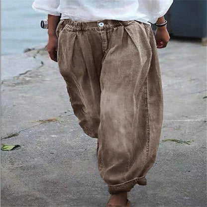 Women's Embroidered Denim Harem Pants Boho Floral Jeans