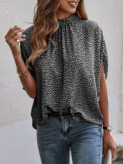 Fashion Abstract Print Dolman Sleeve Tunic Shirt