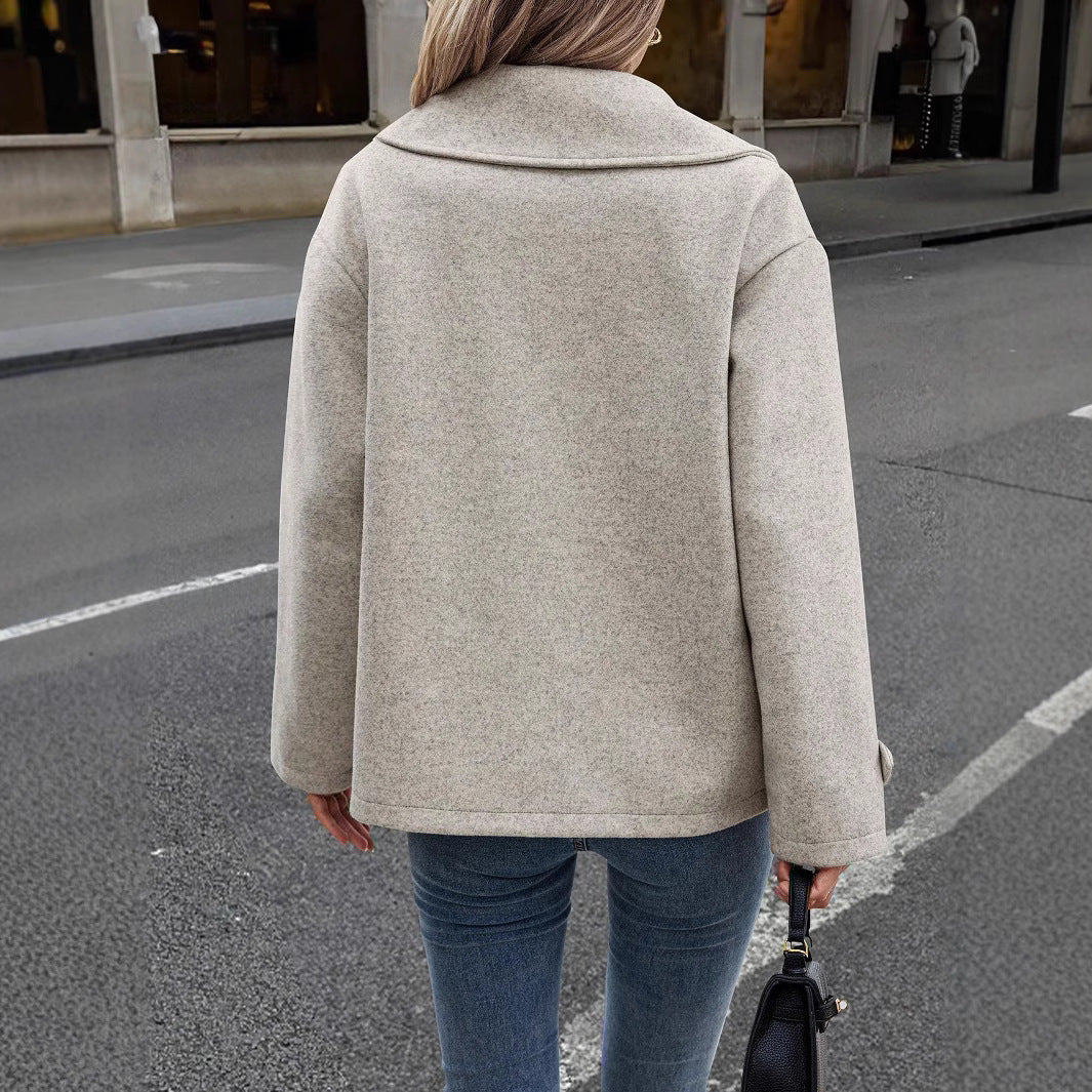 Women's Oversized Double Breasted Cropped Coat Blazer