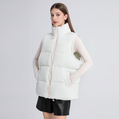 Women's Oversized Puffer Vest Stand Collar Zip Up Quilted