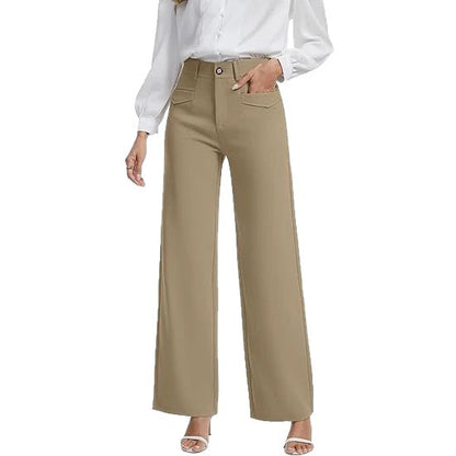Women's High Waist Wide Leg Dress Pants Stretch Pockets