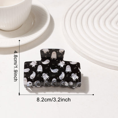 Halloween Ghost Spider Skull Print Claw Hair Clip