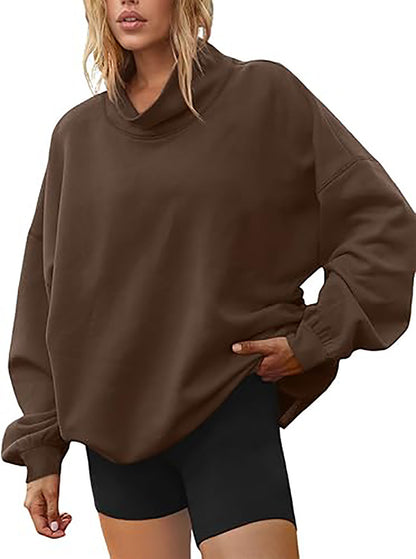 Women's Oversized Mock Neck Sweatshirt Casual Pullover