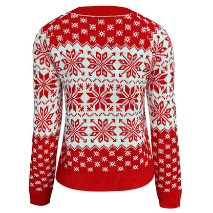 Women's Christmas Snowflake Sweater Crew Neck Long Sleeve