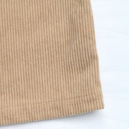 Women's Corduroy Overall Pinafore Khaki Dress with Pocket