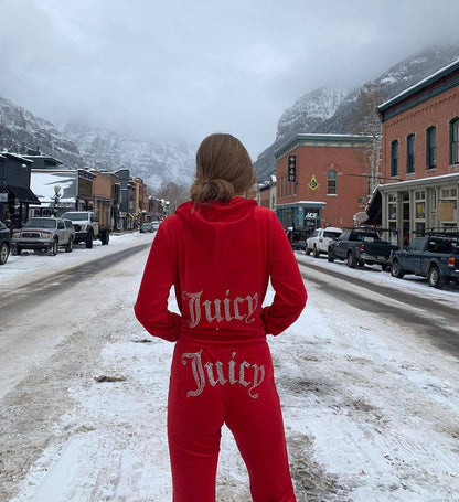 Women’s Y2K Rhinestone Velour Tracksuit Lounge Set