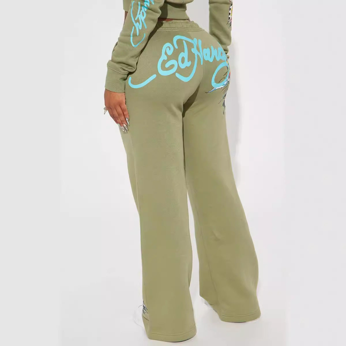 Olive Floral Hoodie Sweatpants 2PC Set