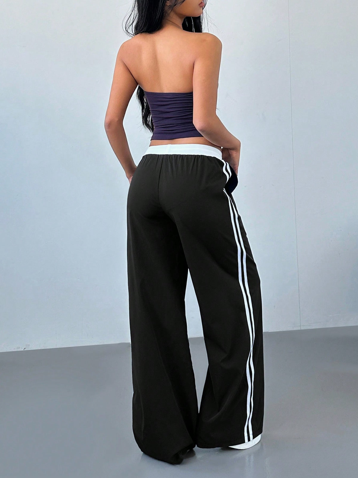Women's Striped Baggy Wide Leg Y2K Track Pants