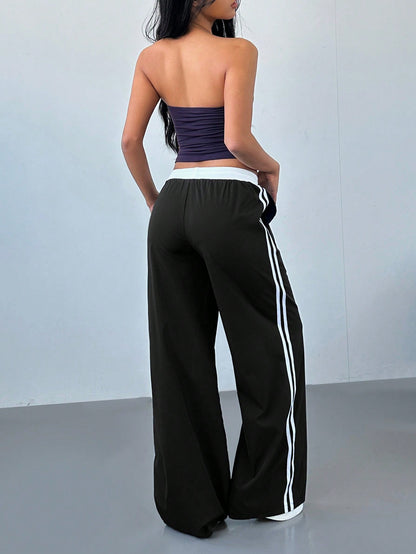 Women's Striped Baggy Wide Leg Y2K Track Pants
